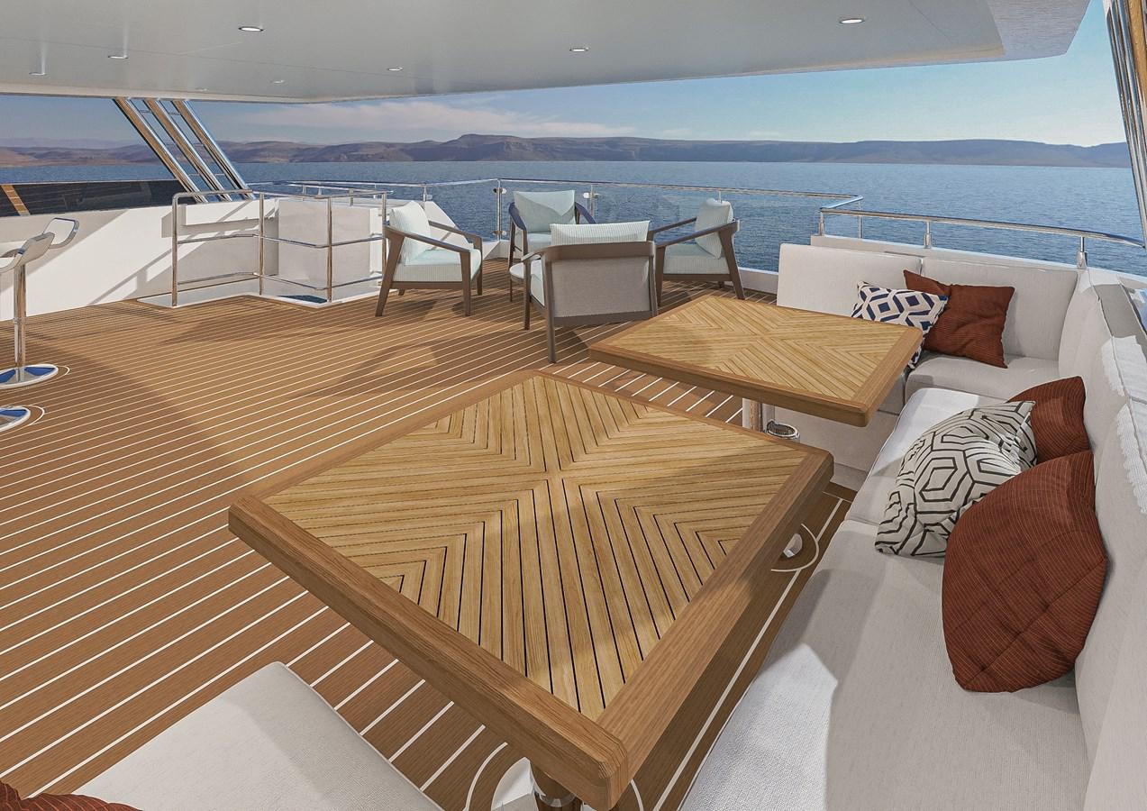 a deck with a large pool aboard DELETE Yacht for Sale