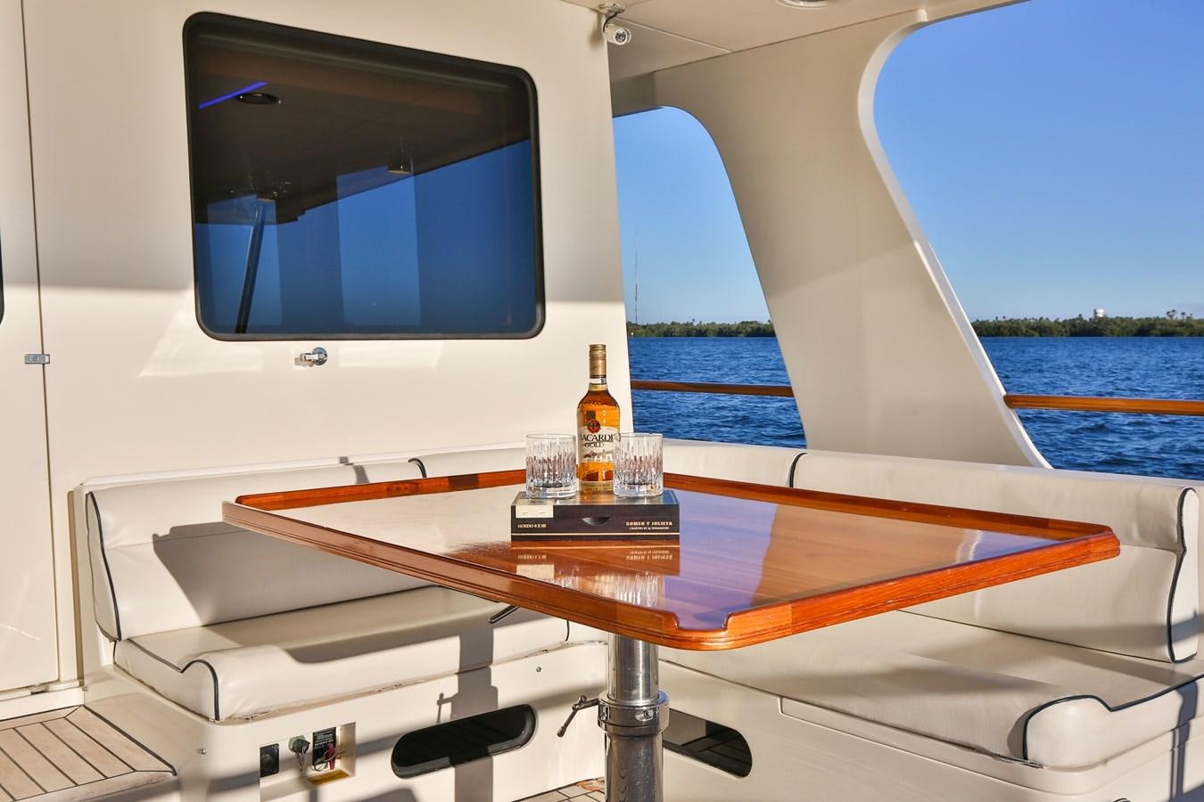 a table on a boat aboard BESPOKE Yacht for Sale