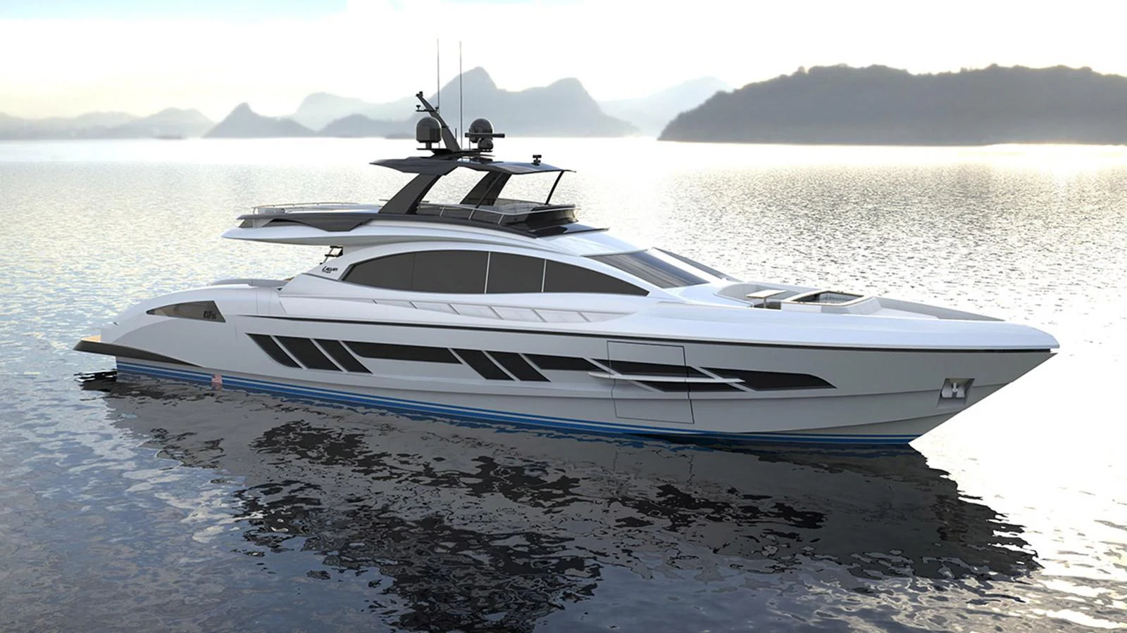 a white boat on a beach aboard 2024 LAZZARA LSY 120 Yacht for Sale