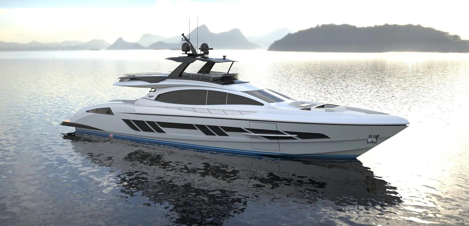 a boat on the water aboard 2024 LAZZARA LSY 120 Yacht for Sale