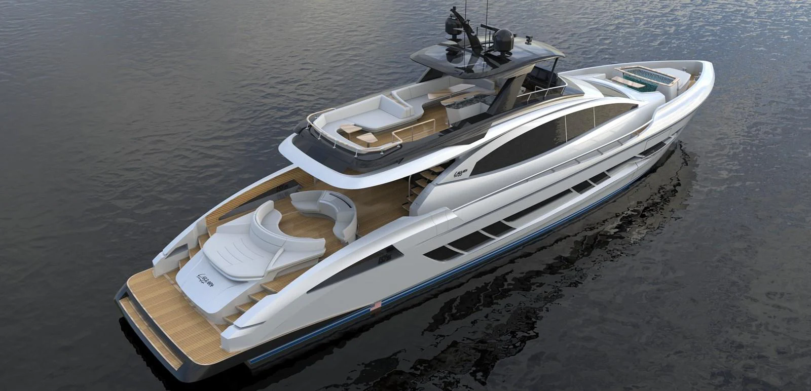 a boat on the water aboard 2024 LAZZARA LSY 120 Yacht for Sale