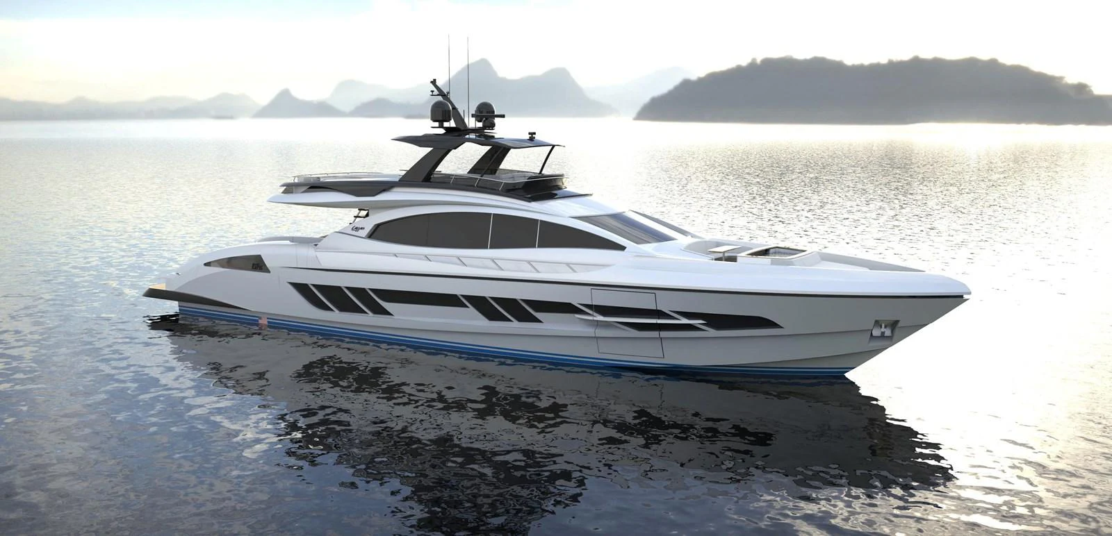 a white boat on a beach aboard 2024 LAZZARA LSY 120 Yacht for Sale