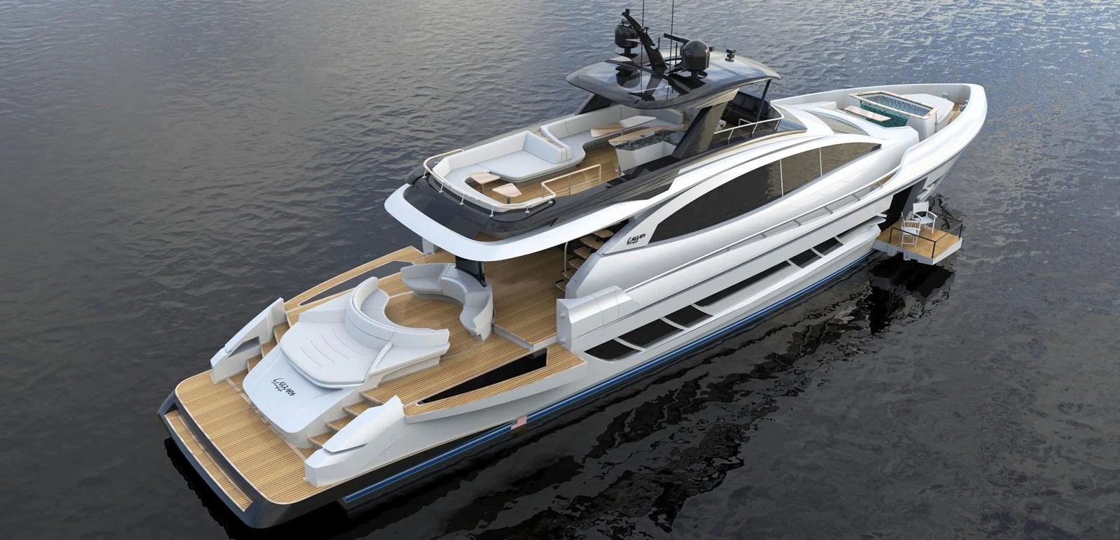 a boat on the water aboard 2024 LAZZARA LSY 120 Yacht for Sale