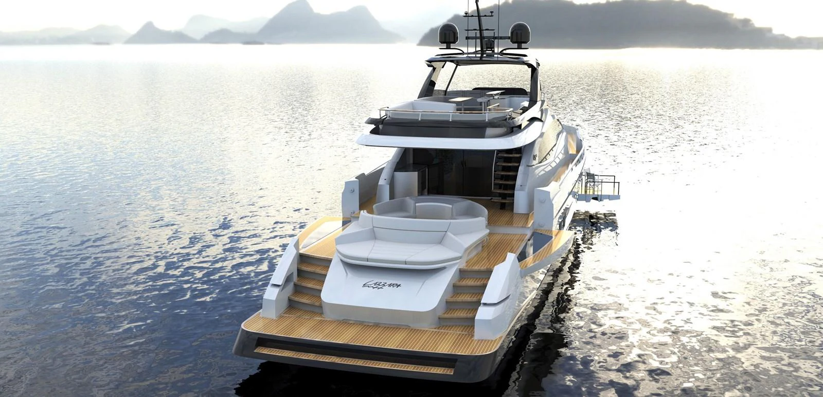 a boat on the water aboard 2024 LAZZARA LSY 120 Yacht for Sale