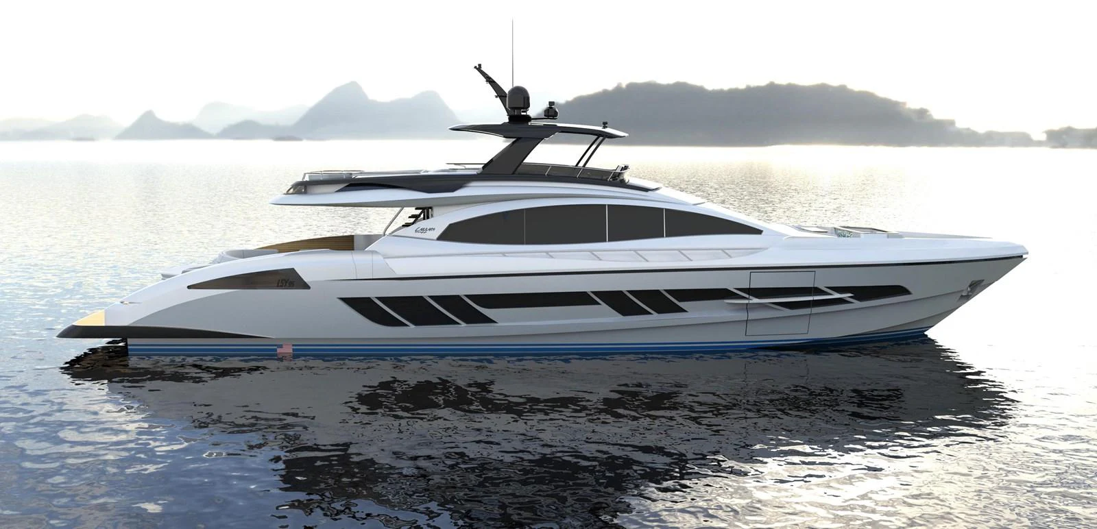 a white boat in the water aboard 2024 LAZZARA LSY 120 Yacht for Sale