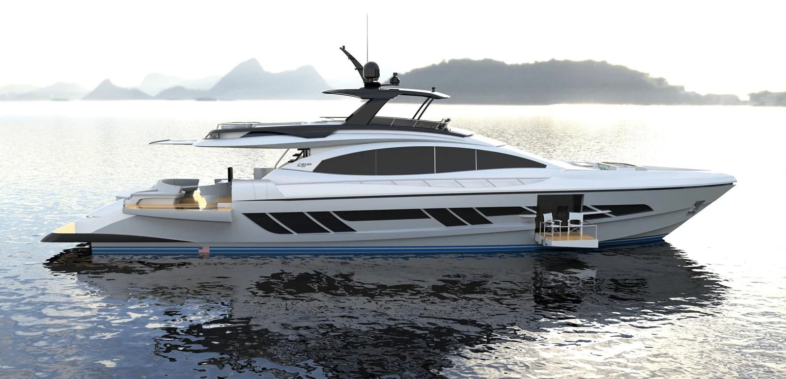 a white yacht in the water aboard 2024 LAZZARA LSY 120 Yacht for Sale