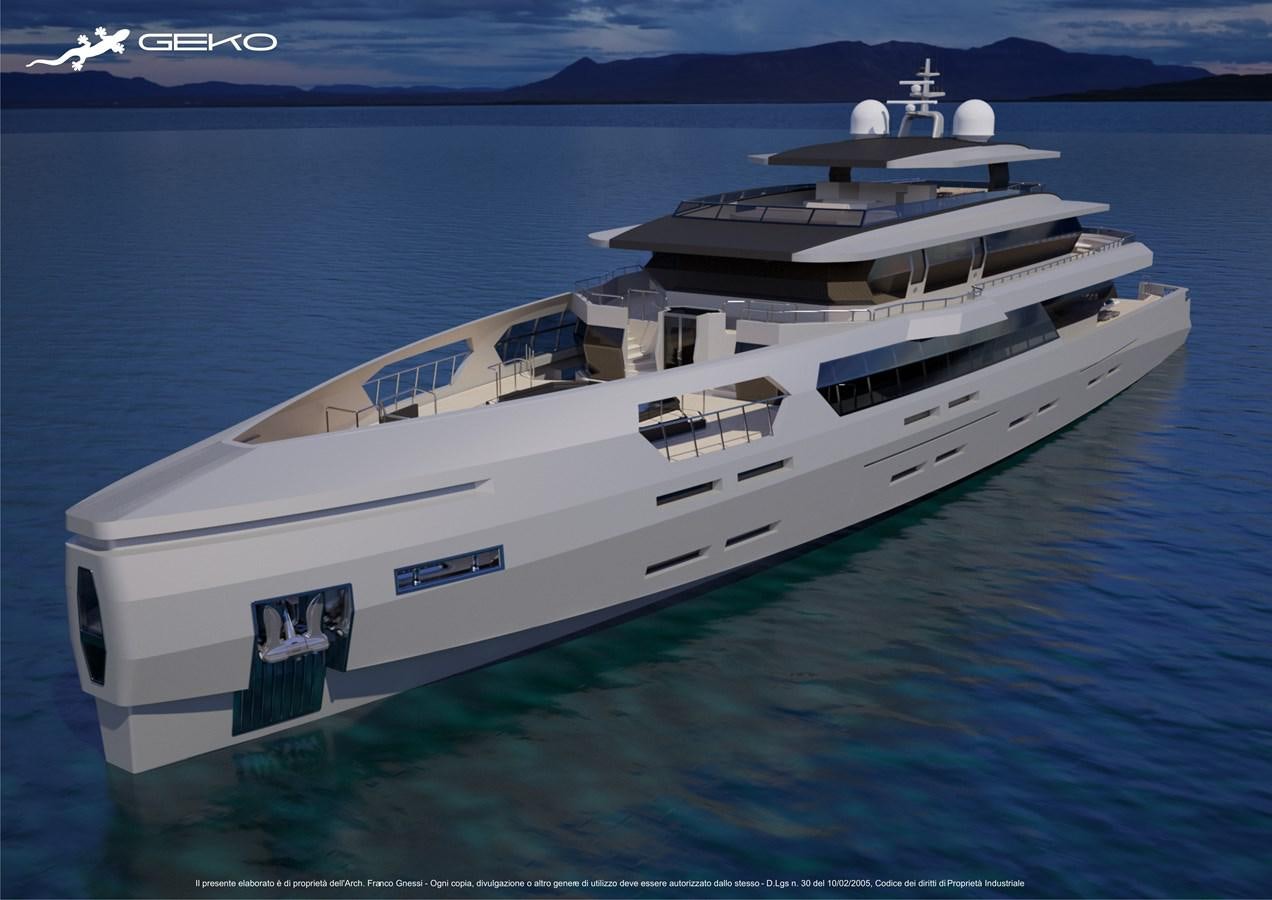 a white yacht in the water aboard GEKO Yacht for Sale