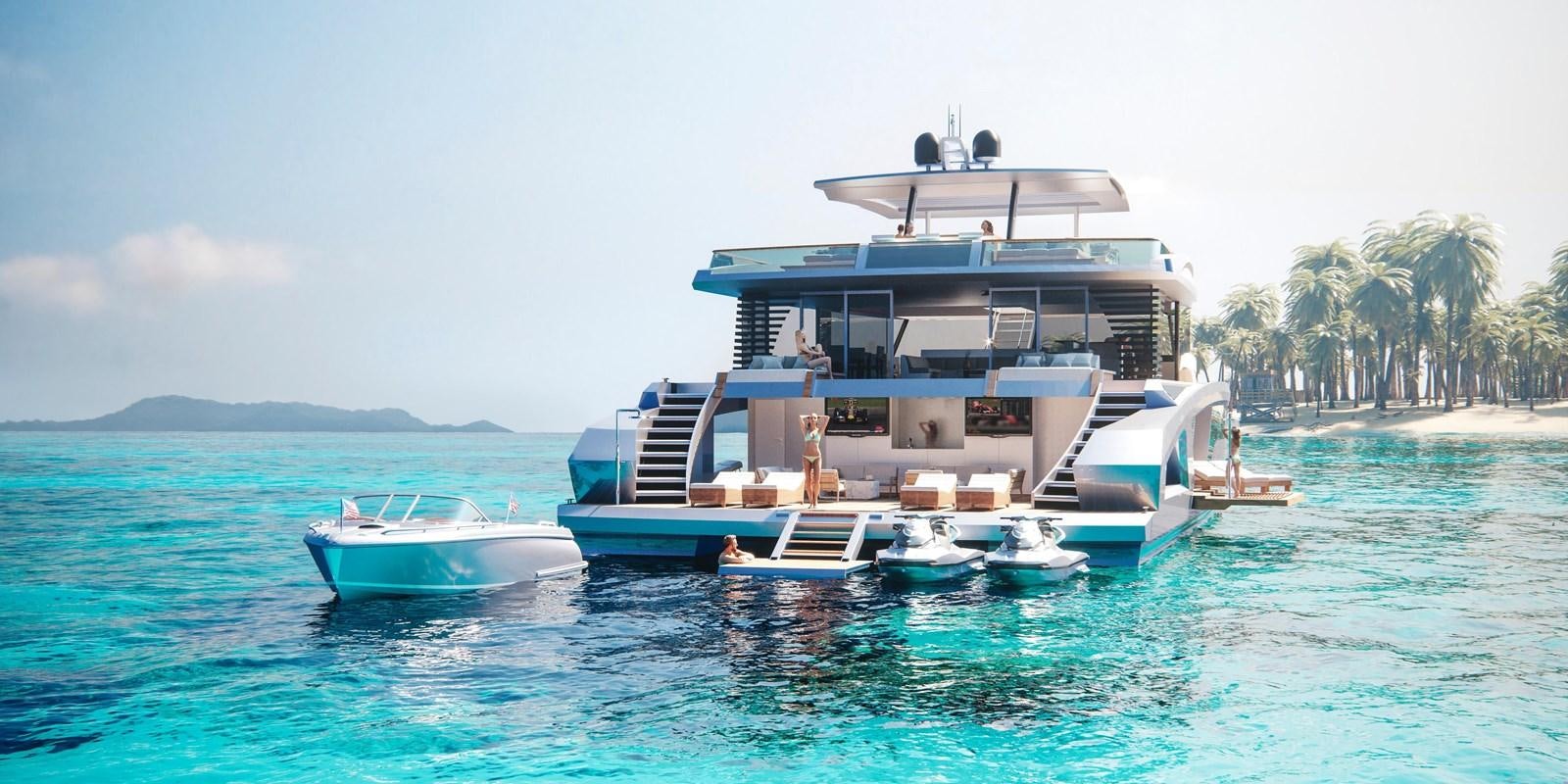 a boat on the water aboard 2024 LAZZARA LPC 500 Yacht for Sale