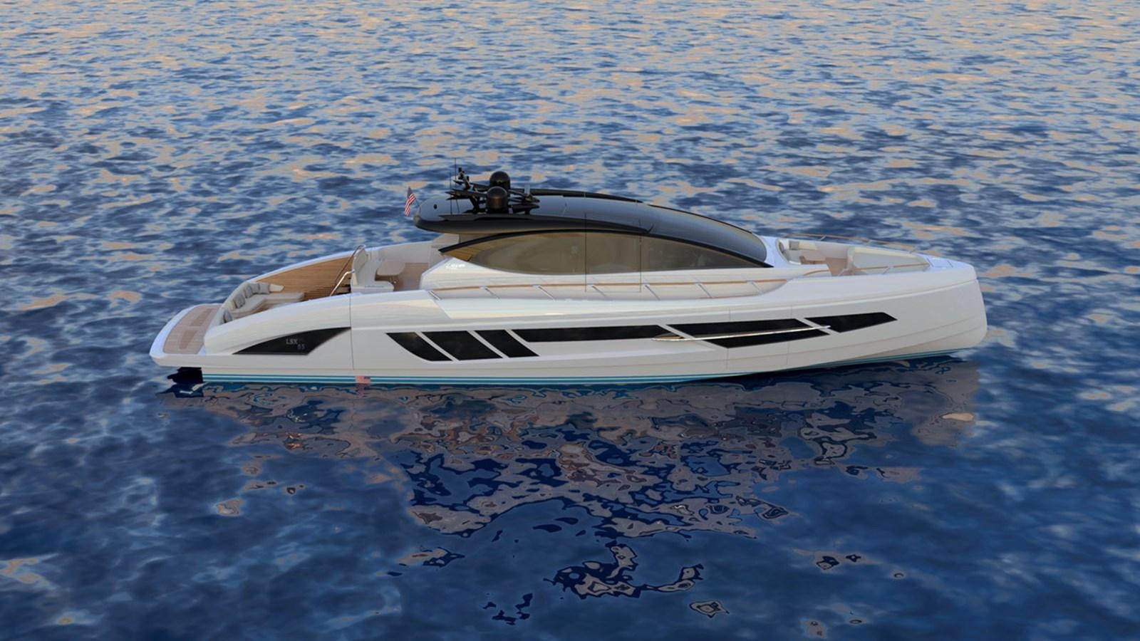 a space ship floating in the water aboard 2024 LAZZARA LSX 85 Yacht for Sale