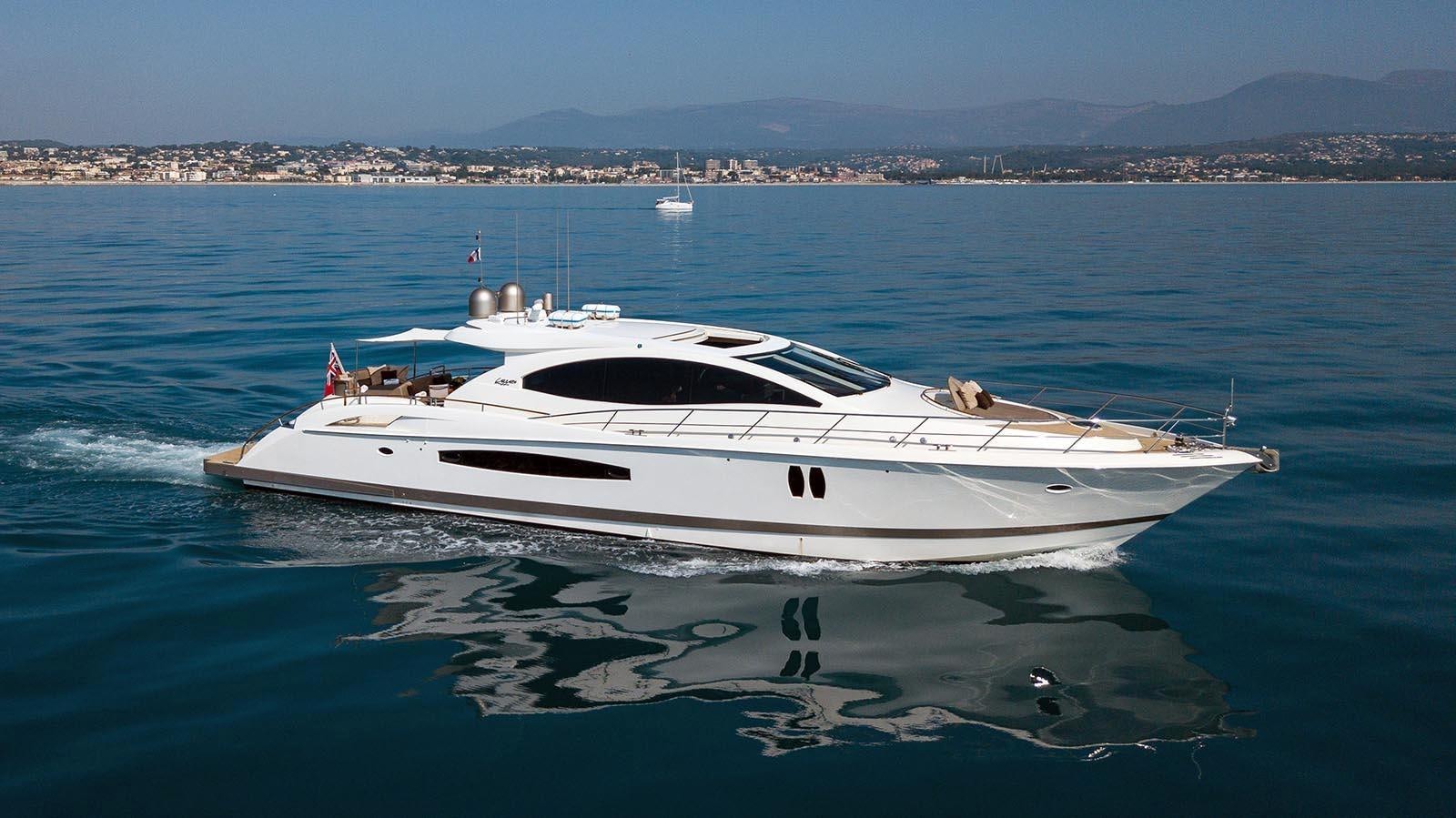 a white boat in the water aboard 2008 LAZZARA LSX 75 Yacht for Sale