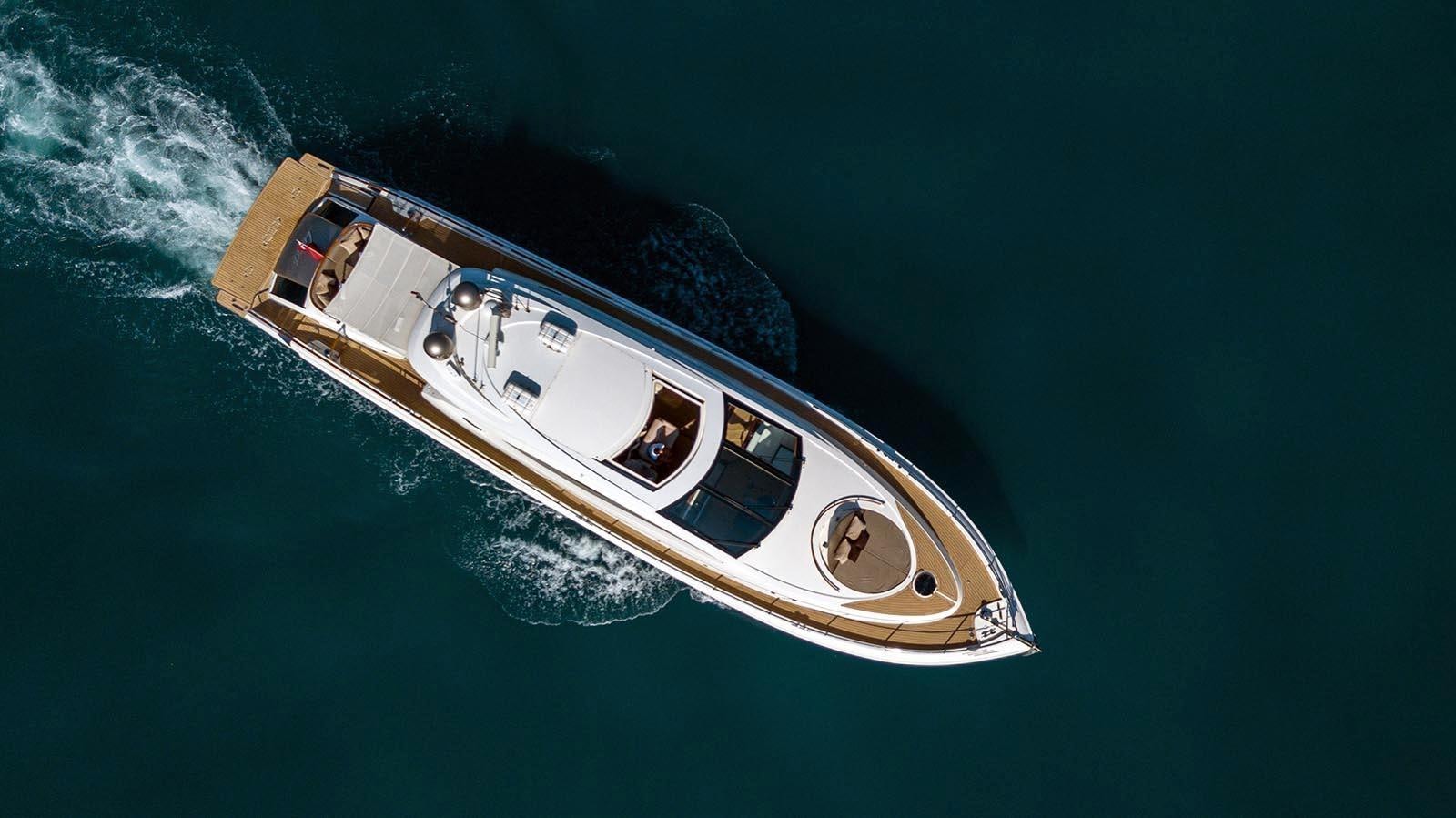 a high angle view of a boat aboard 2008 LAZZARA LSX 75 Yacht for Sale