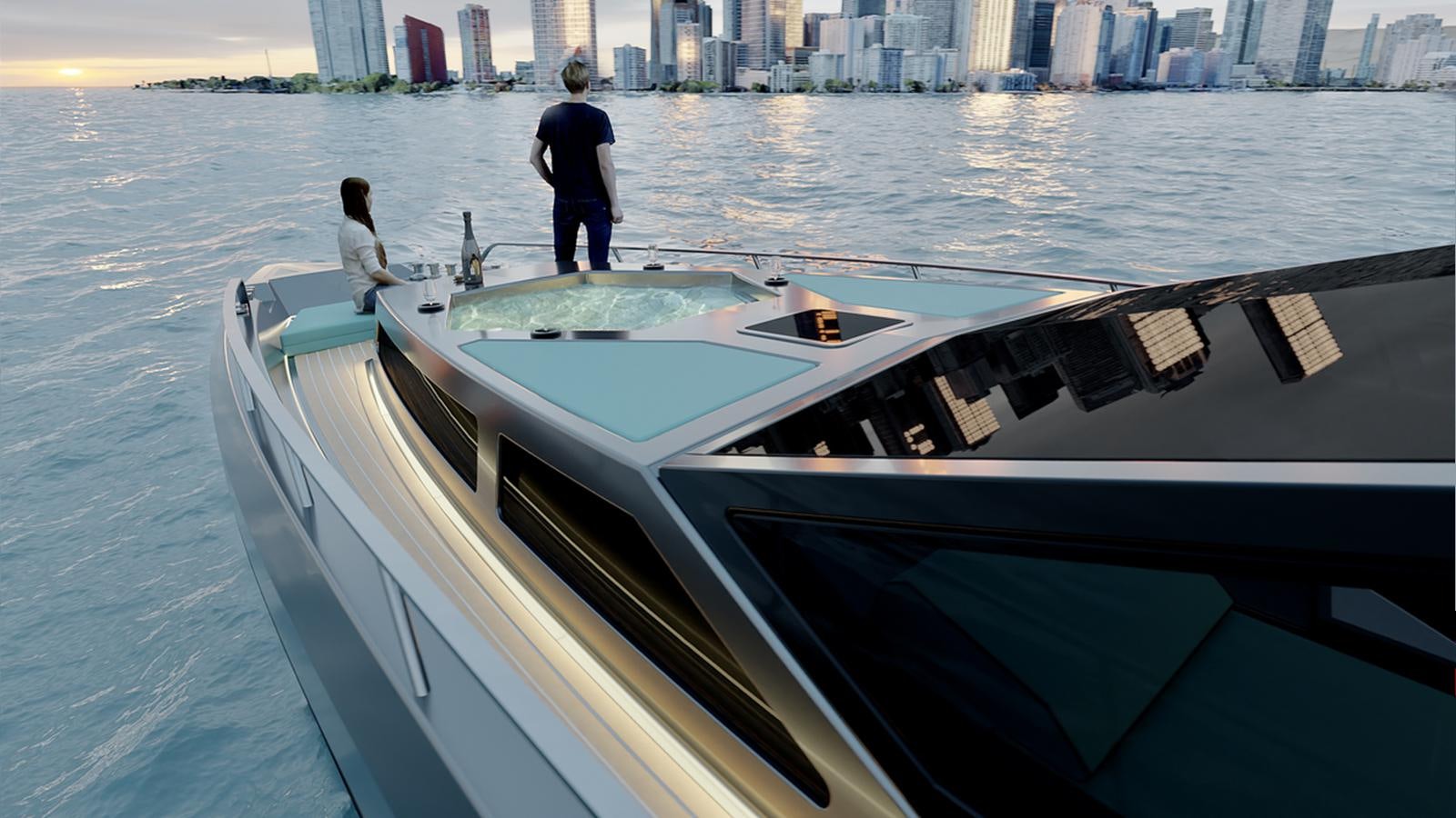 a couple of people on a boat aboard SUERT 70 Yacht for Sale