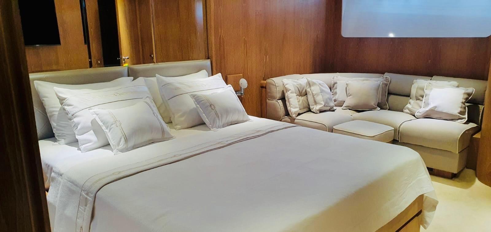 a room with two beds aboard THIRTY LOVE Yacht for Sale