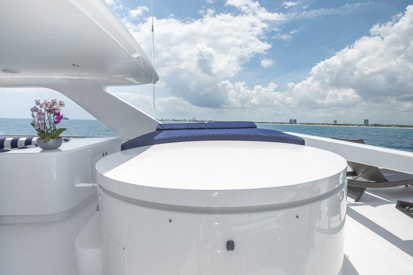 a white tub with a blue lid aboard BAD DADDY Yacht for Sale