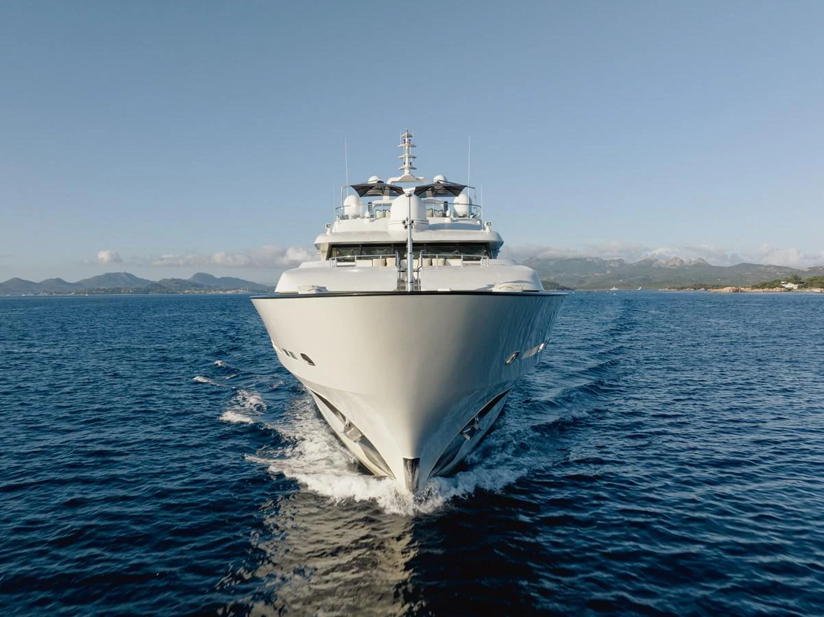 a large ship in the water aboard LIONESS V Yacht for Sale