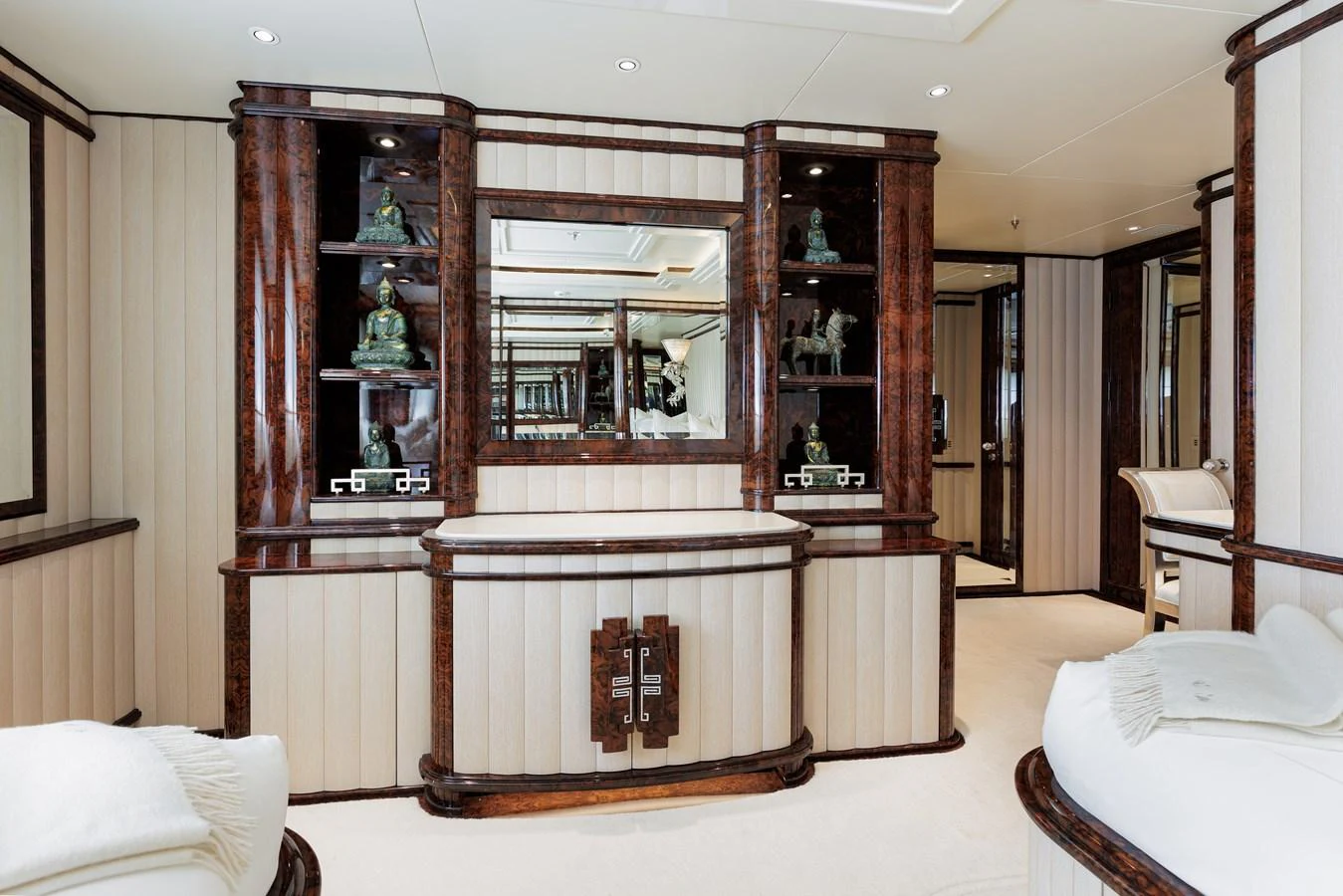 a room with a shelf and a bed aboard LIONESS V Yacht for Sale