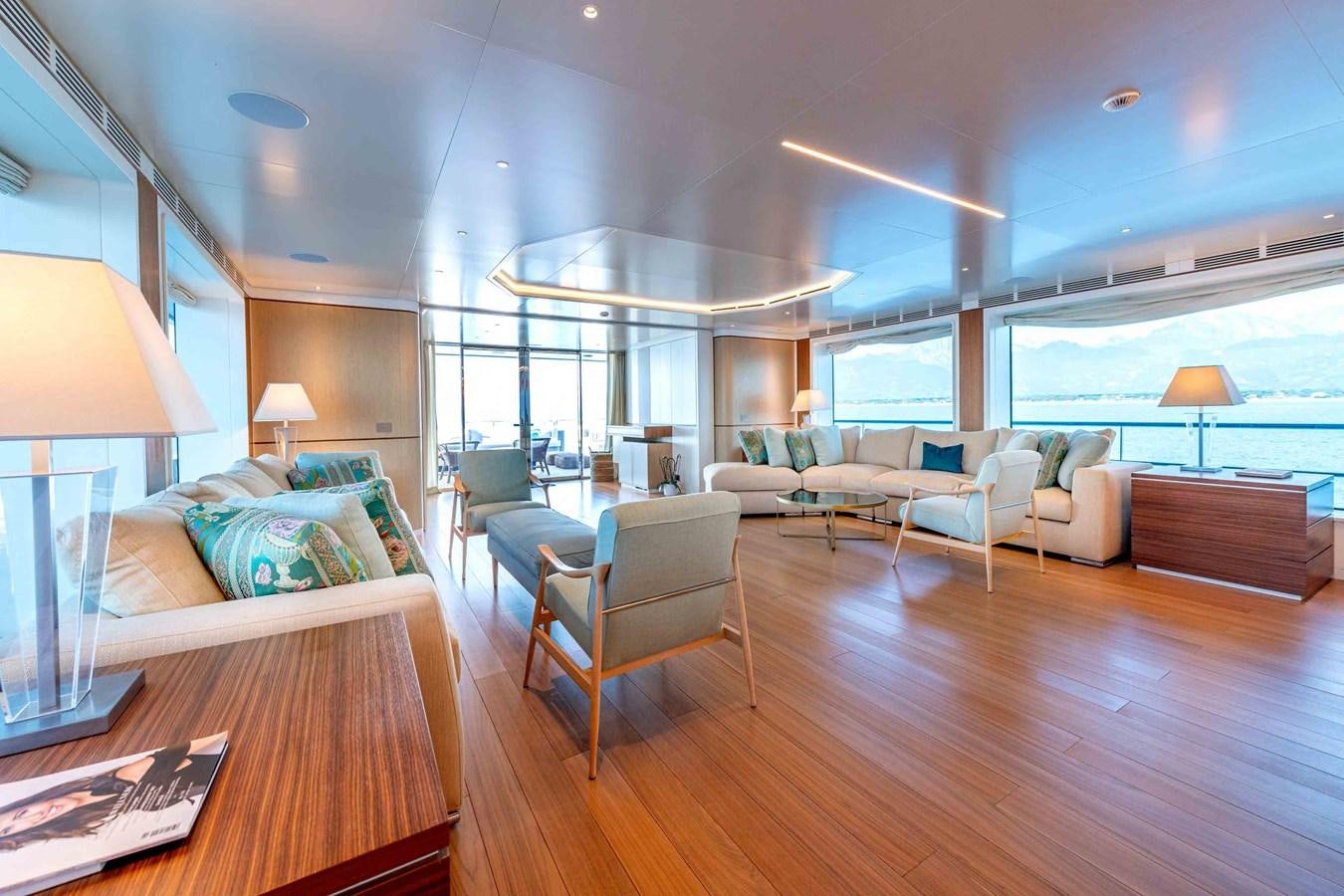 a room with a large window aboard MISS CANDY Yacht for Sale