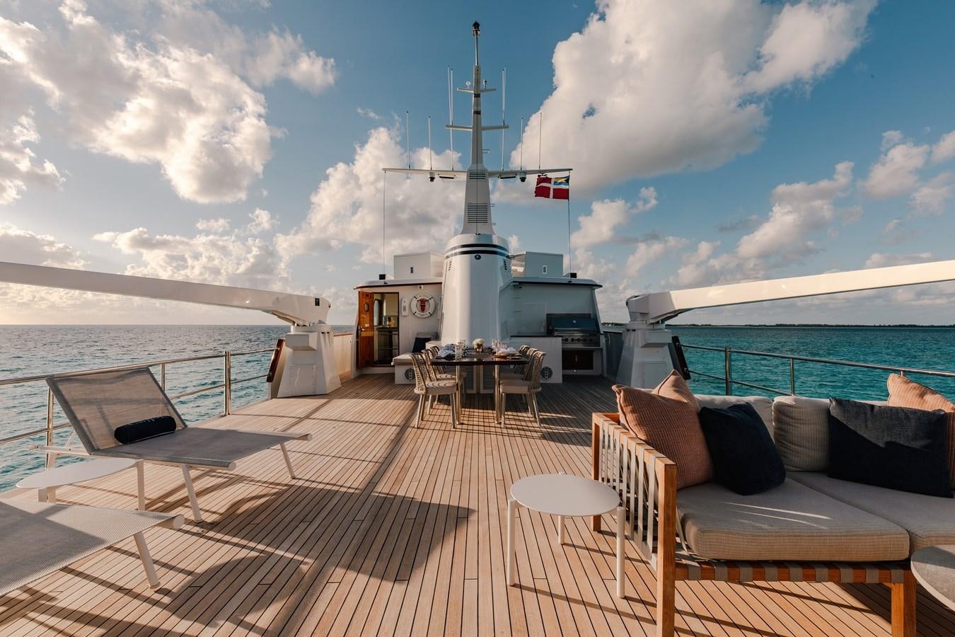 a boat on a deck aboard CALYPSO Yacht for Sale
