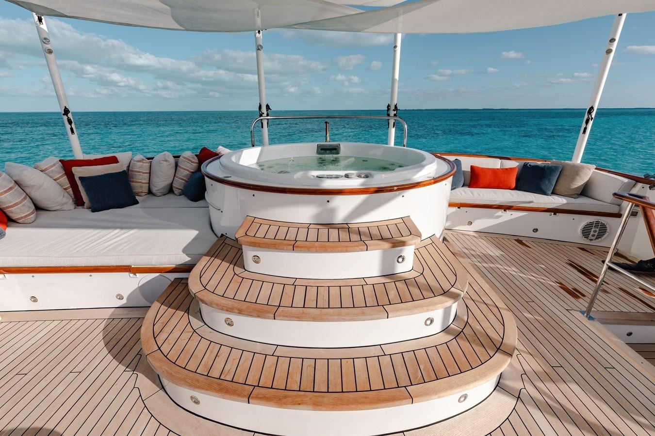 a boat on a deck aboard CALYPSO Yacht for Sale
