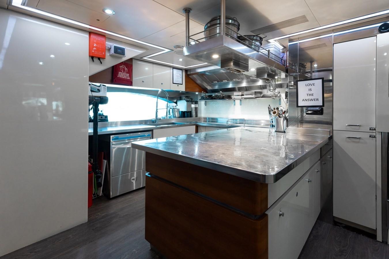 a kitchen with a countertop aboard LADY B Yacht for Sale