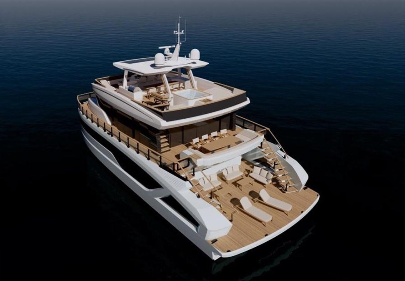 a large white boat on the water aboard 2024 LAZZARA LPC 300 Yacht for Sale