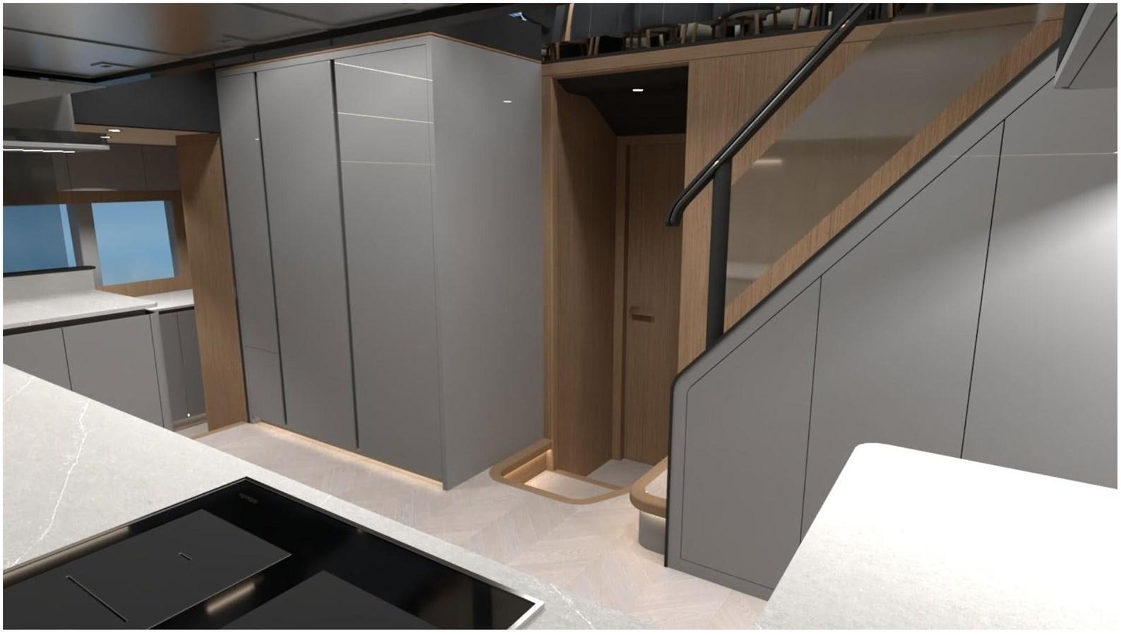 a room with a large cabinet aboard 2024 LAZZARA LPC 300 Yacht for Sale