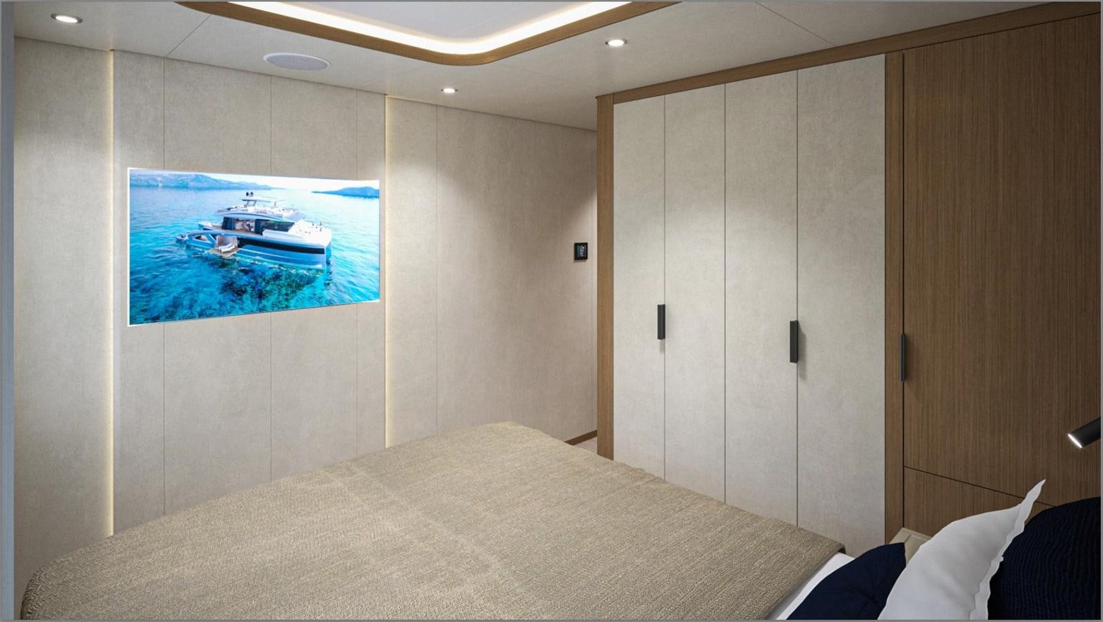 a bedroom with a pool table aboard 2024 LAZZARA LPC 300 Yacht for Sale