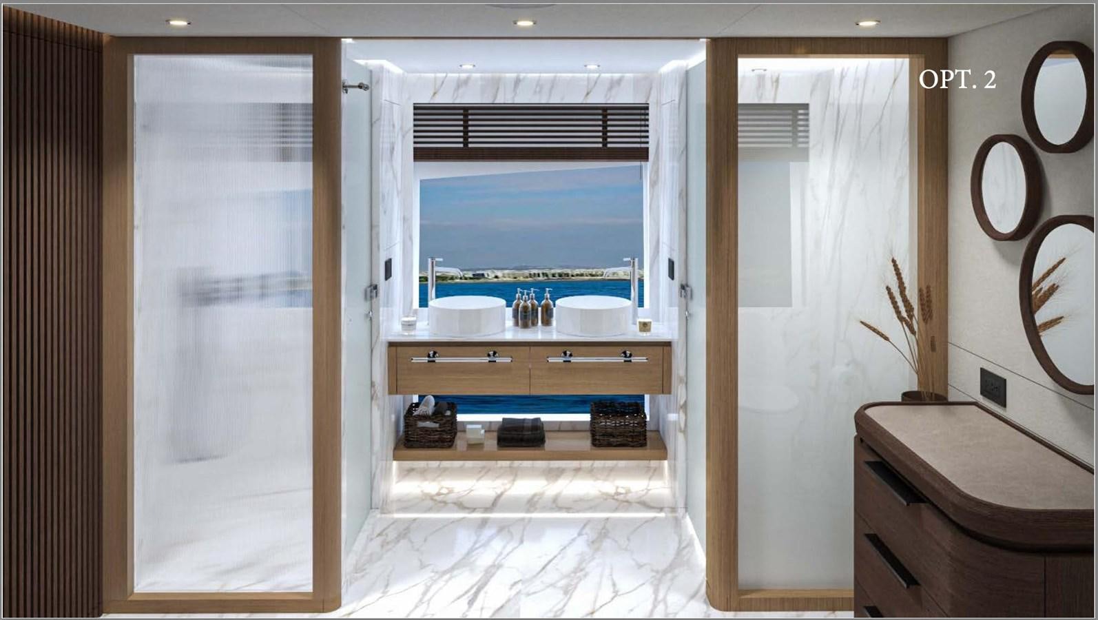 a room with a window and a sink aboard 2024 LAZZARA LPC 300 Yacht for Sale