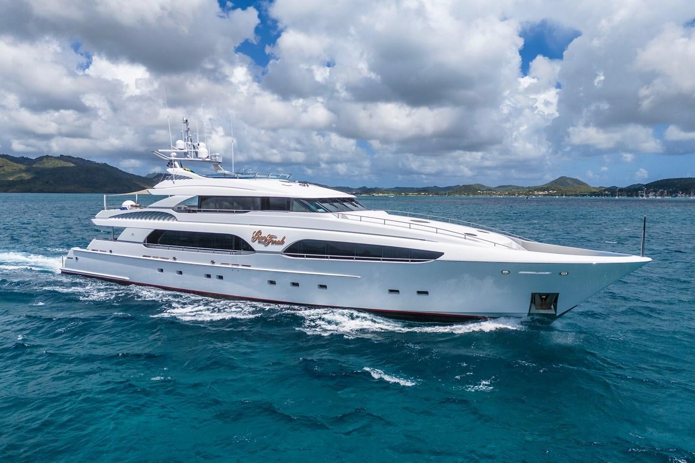 a white yacht in the water aboard GRAN FINALE Yacht for Sale