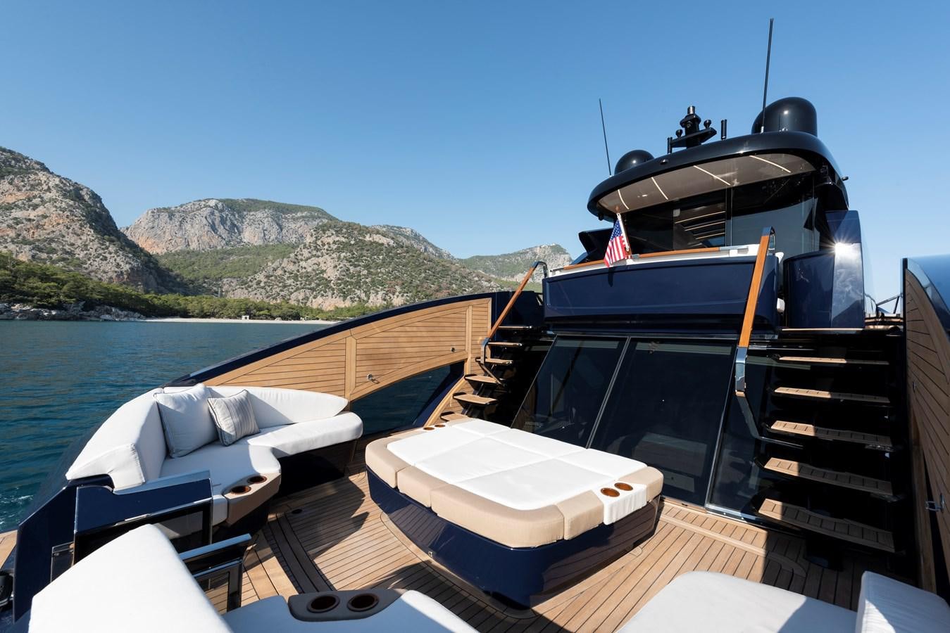a boat on a dock aboard LSX 67 SPORT EXPRESS Yacht for Sale