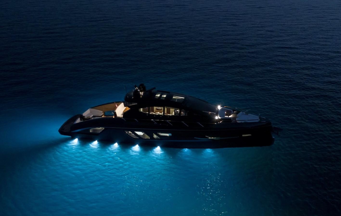 a black and white boat in the water aboard LSX 67 SPORT EXPRESS Yacht for Sale