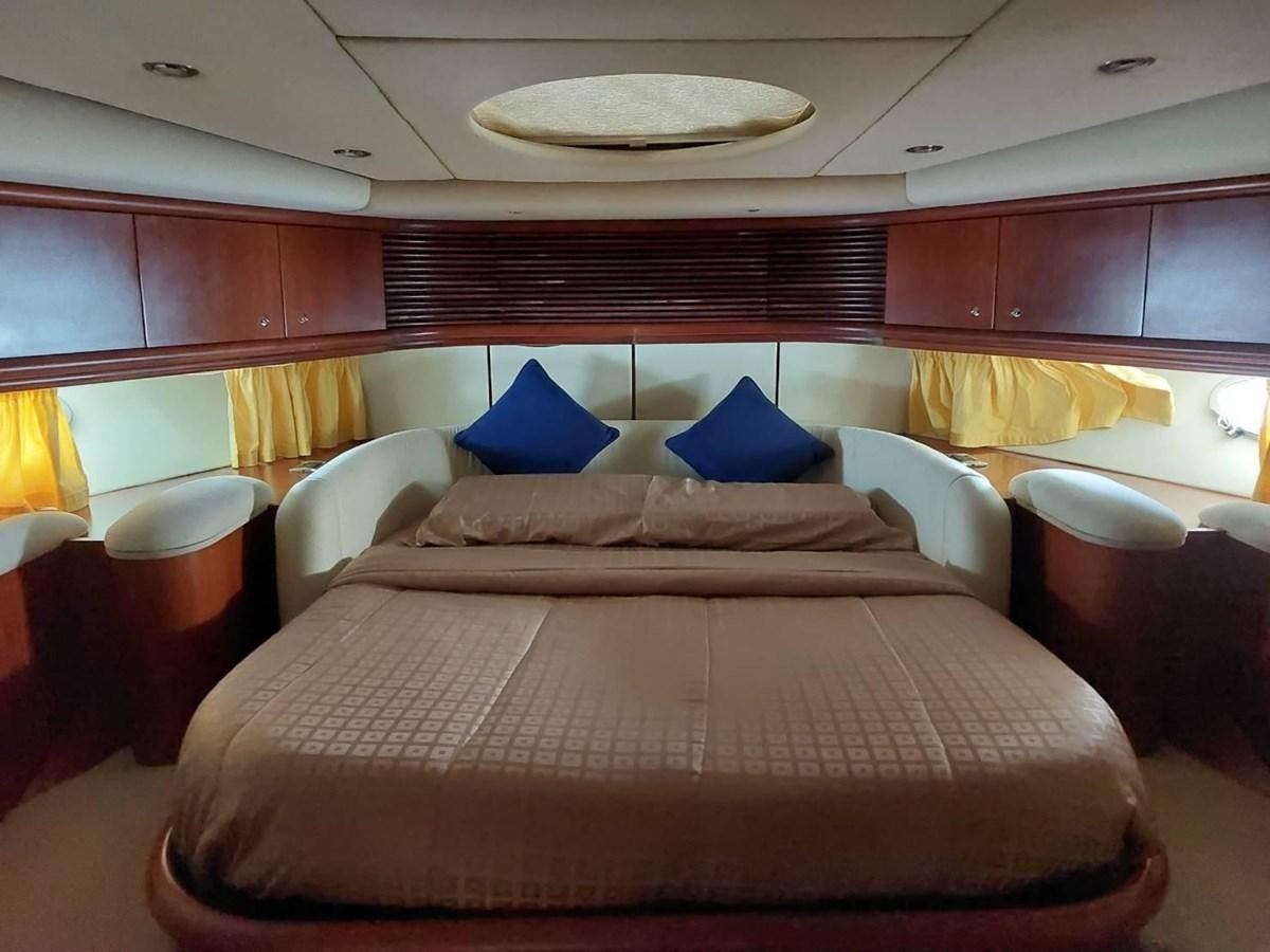 a bed with pillows aboard AUGUST MOON Yacht for Sale