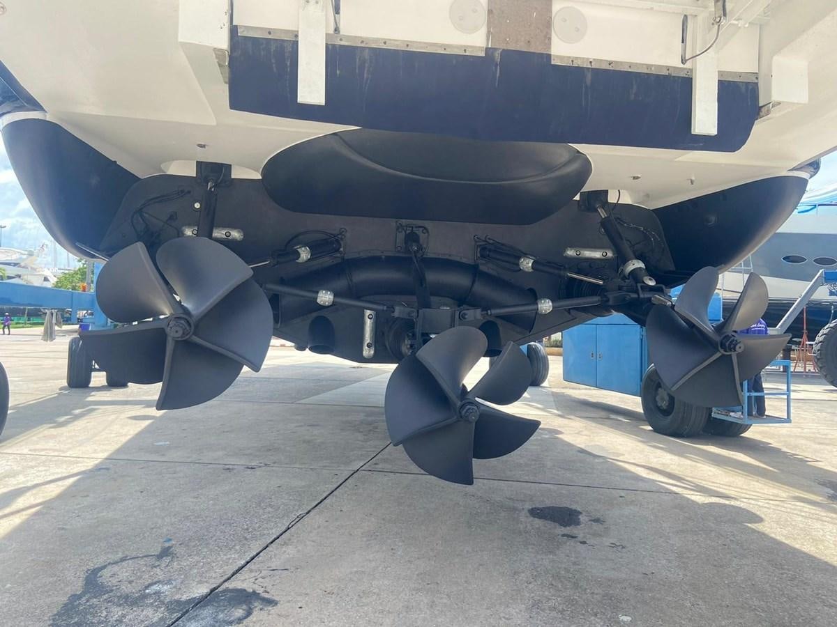 a black and white airplane aboard AUGUST MOON Yacht for Sale