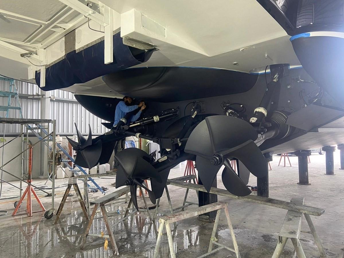 a person working on a plane aboard AUGUST MOON Yacht for Sale