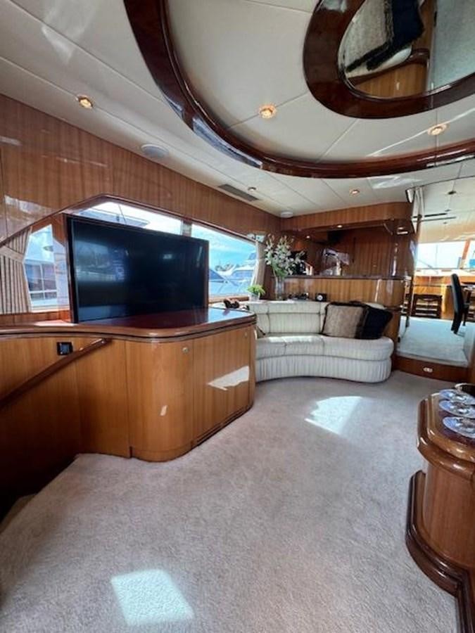 a living room with a large television aboard CLASSIFIED Yacht for Sale