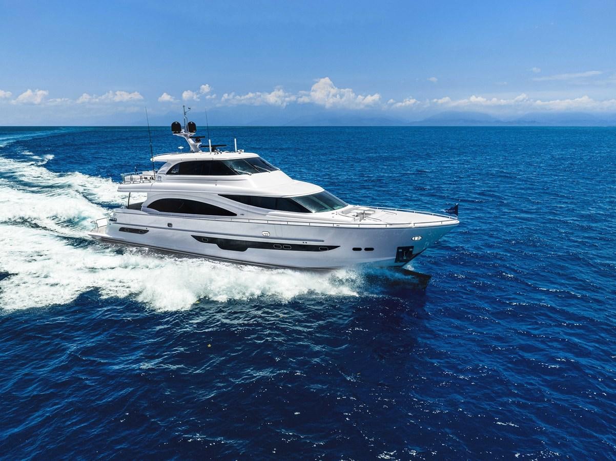 a white yacht on the water aboard E90 MOTOR Yacht for Sale