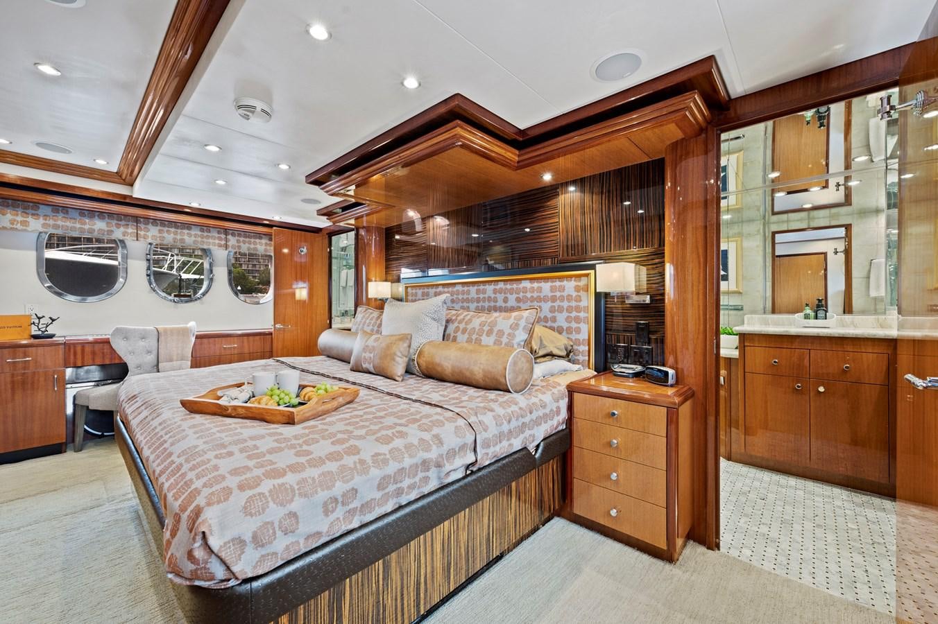 a large bedroom with a large bed aboard ENDLESS SUMMER Yacht for Sale