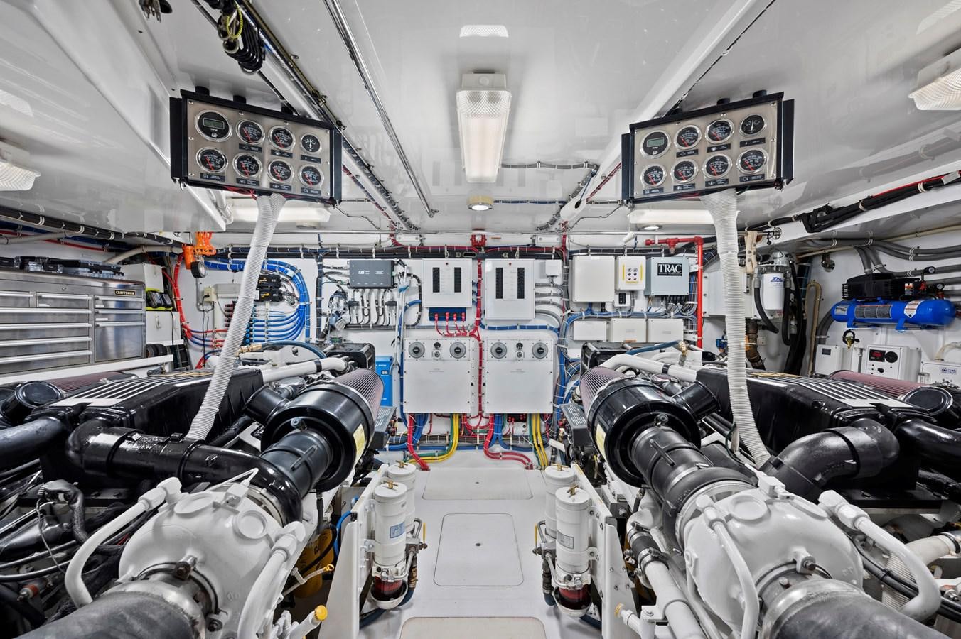 a room full of motorbikes aboard ENDLESS SUMMER Yacht for Sale