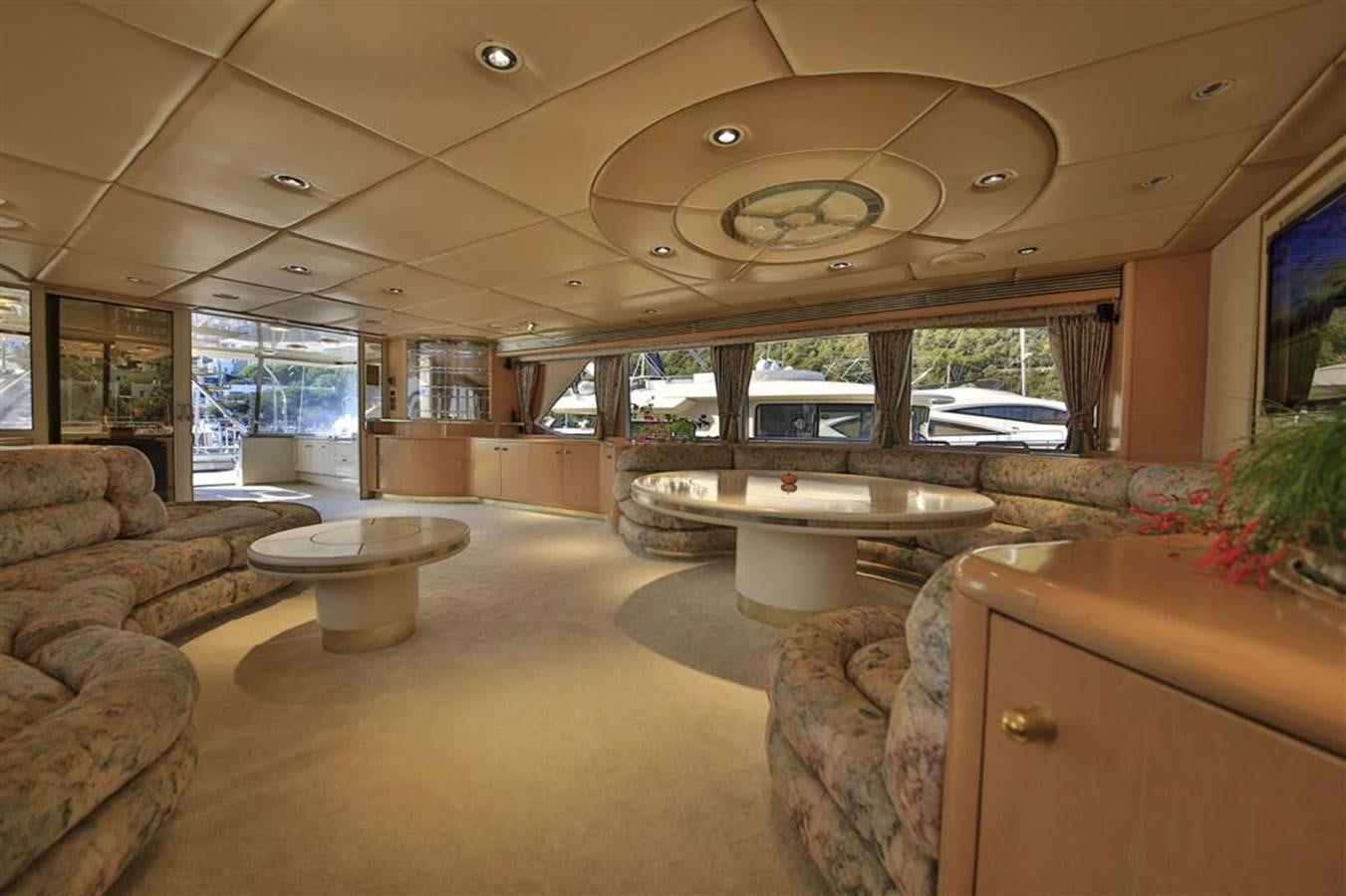inside of a building with a large window and a large open window aboard AGARTHA Yacht for Sale