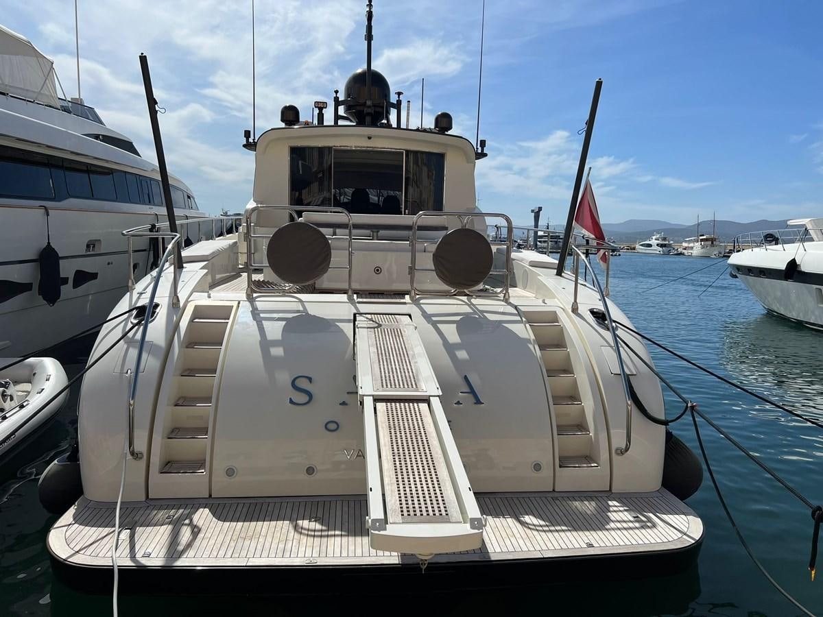 a large military boat in the water aboard SAGA ONE Yacht for Sale