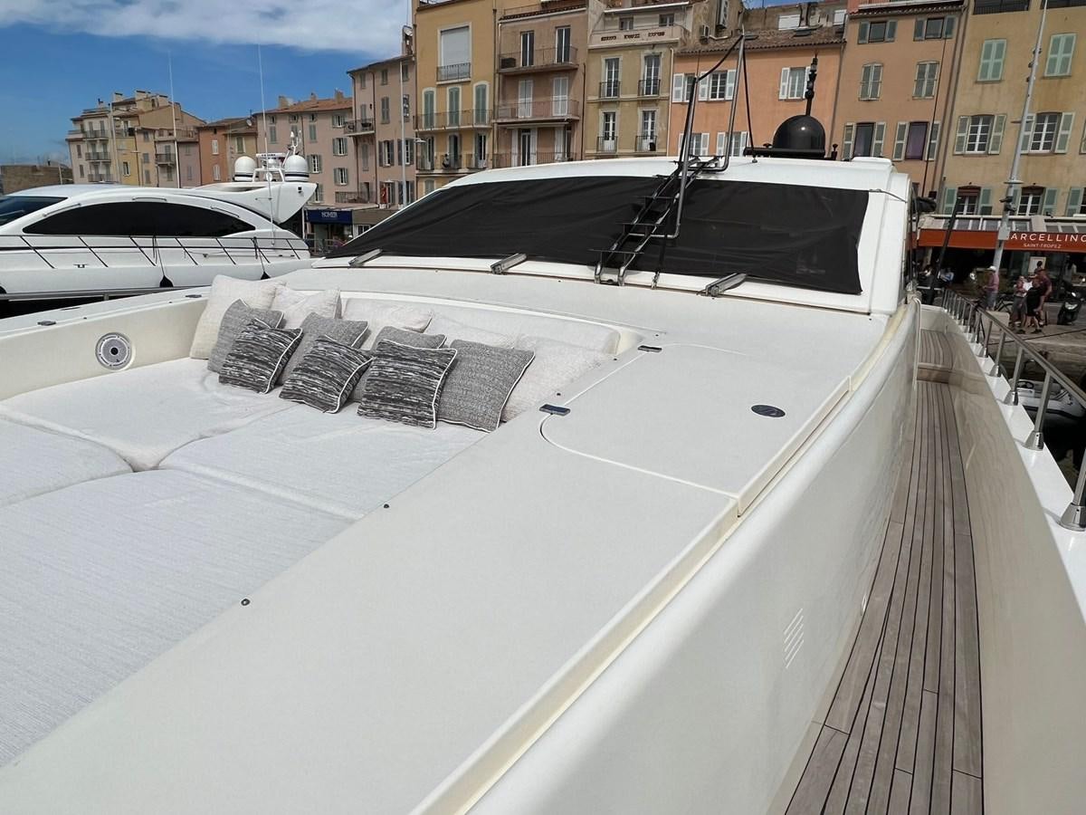 a white car with a hood aboard SAGA ONE Yacht for Sale