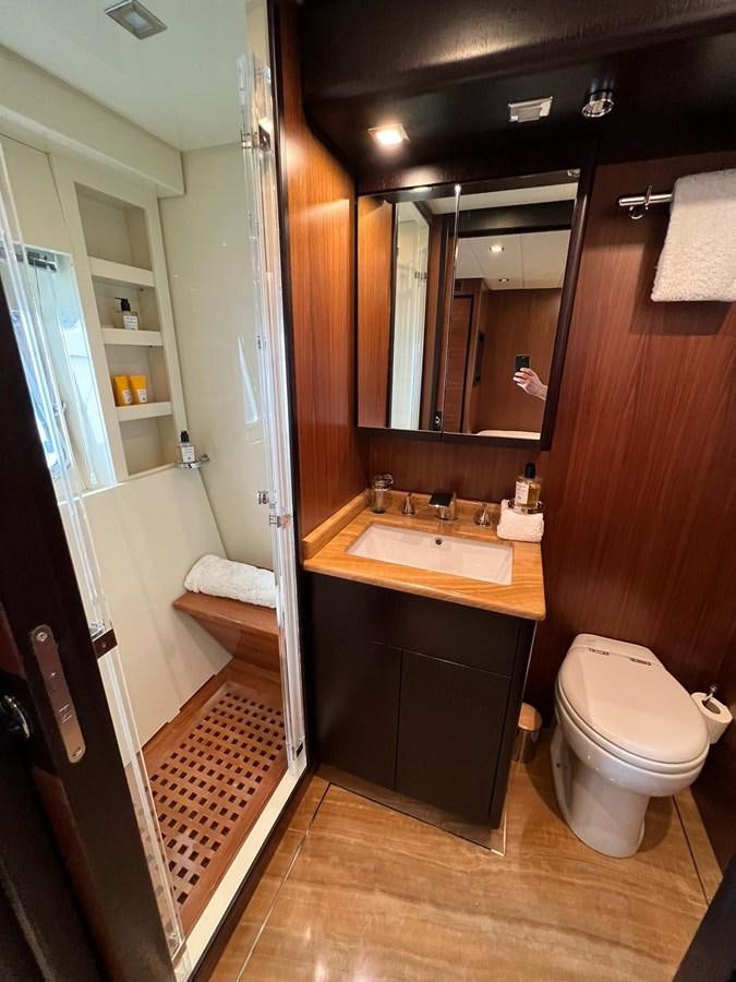 a bathroom with a sink and a toilet aboard SAGA ONE Yacht for Sale