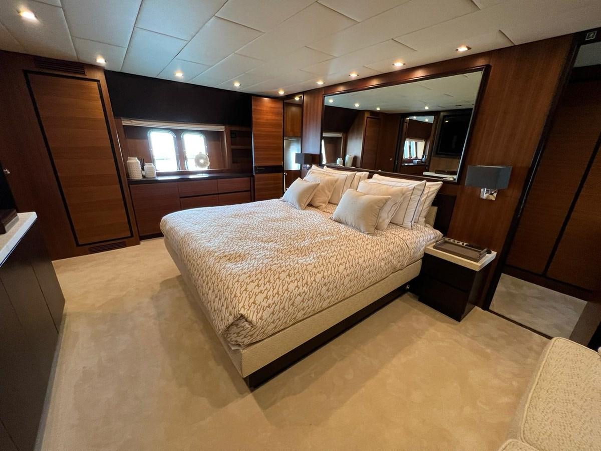 a large bed in a room aboard SAGA ONE Yacht for Sale