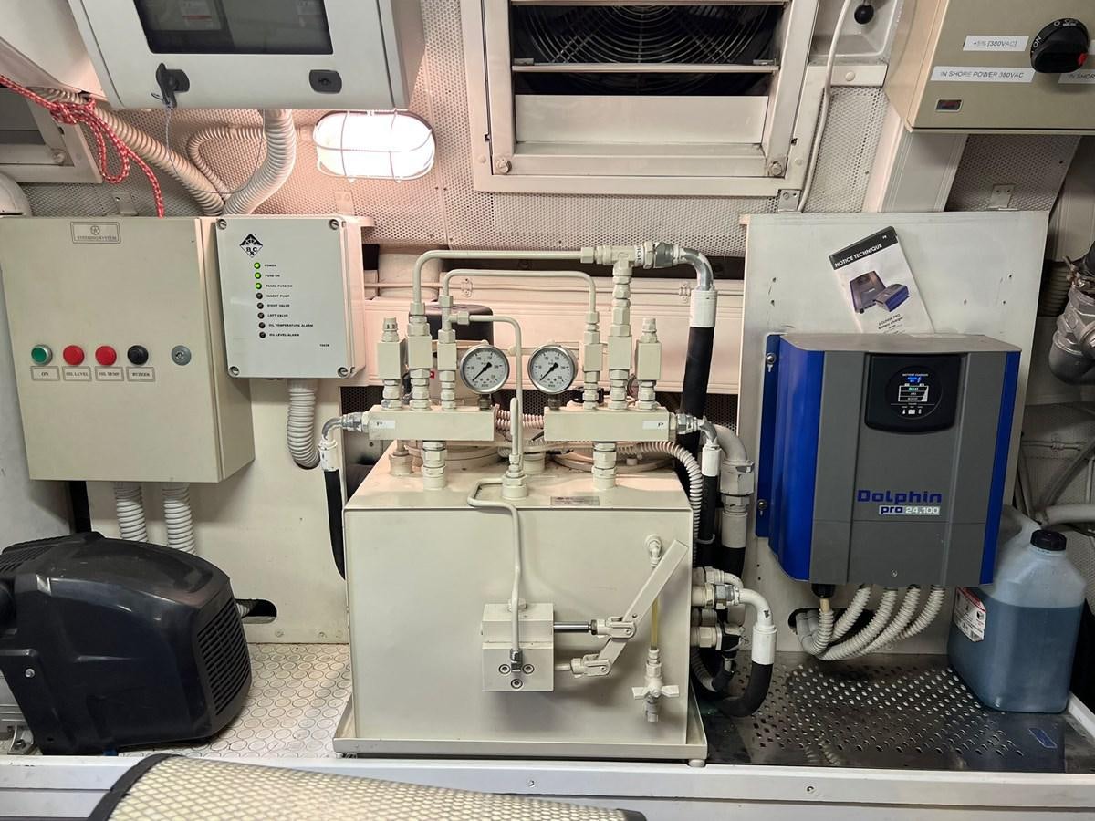 a machine with a large piece of equipment in it aboard SAGA ONE Yacht for Sale