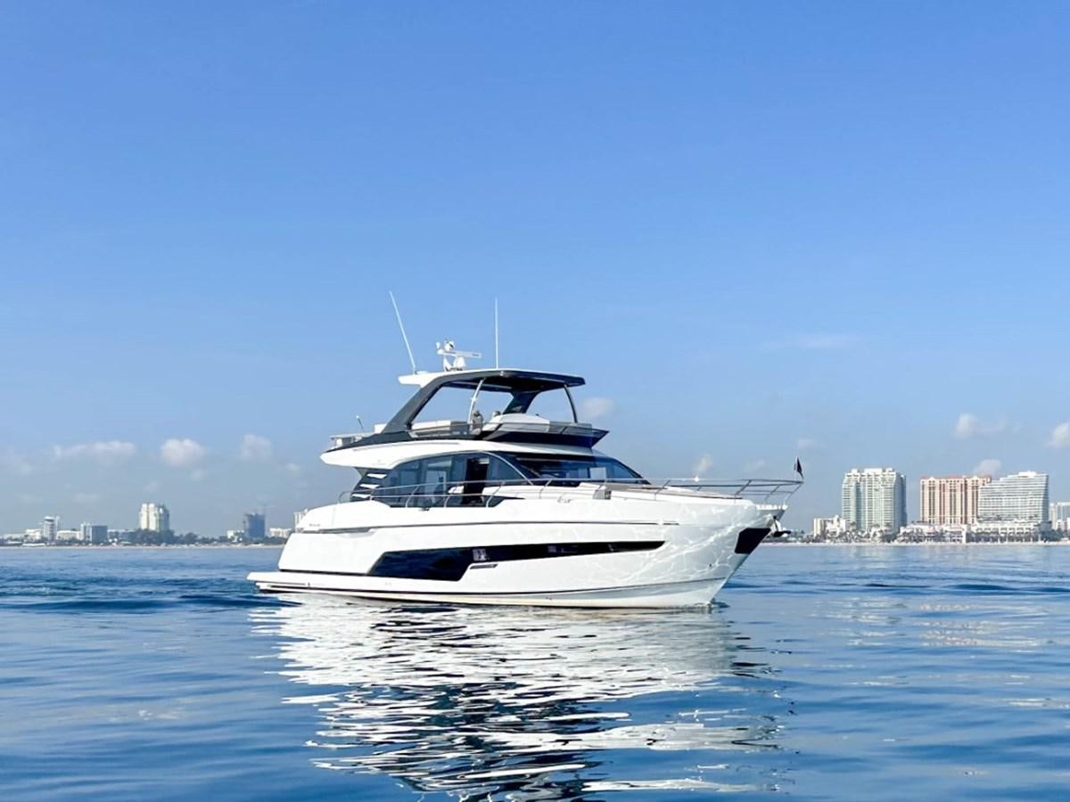 a white boat in the water aboard 2024 NEW SQUADRON 68 FAIRLINE Yacht for Sale