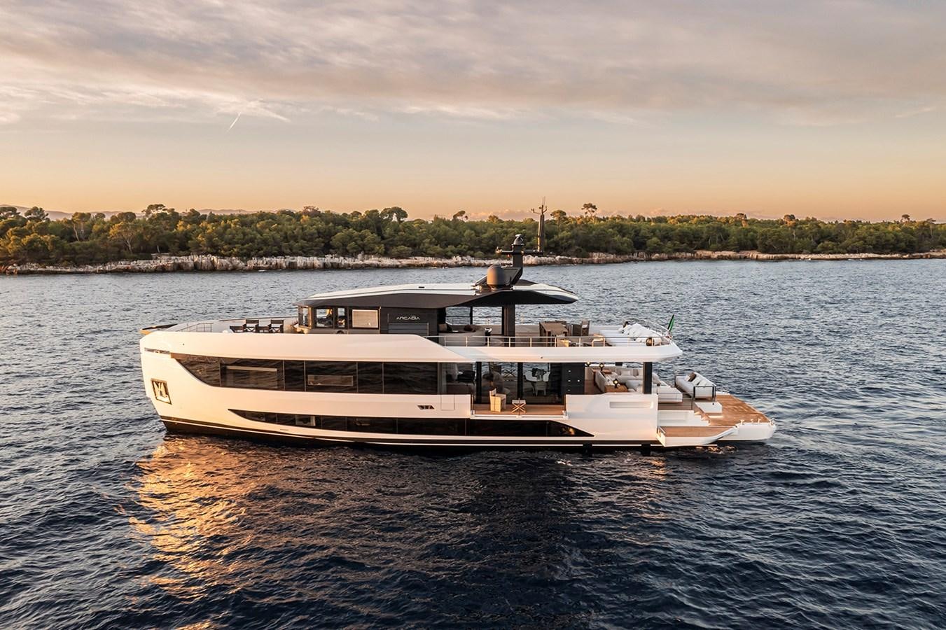 a boat on the water aboard ARCADIA 96 Yacht for Sale