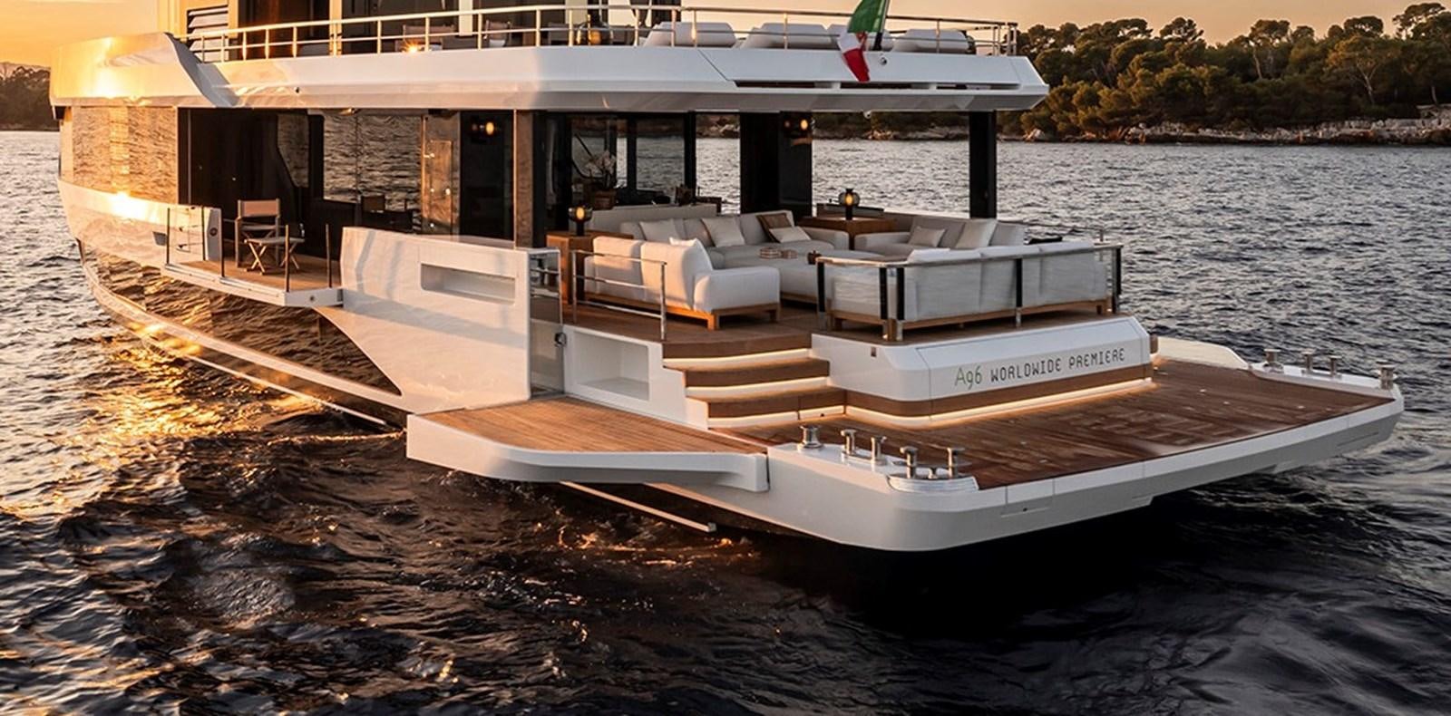 a boat on the water aboard ARCADIA 96 Yacht for Sale