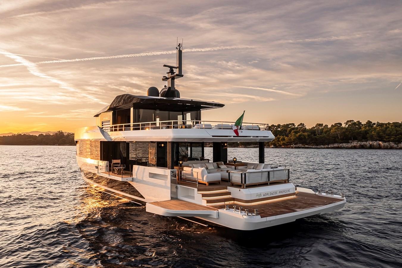 a boat on the water aboard ARCADIA 96 Yacht for Sale