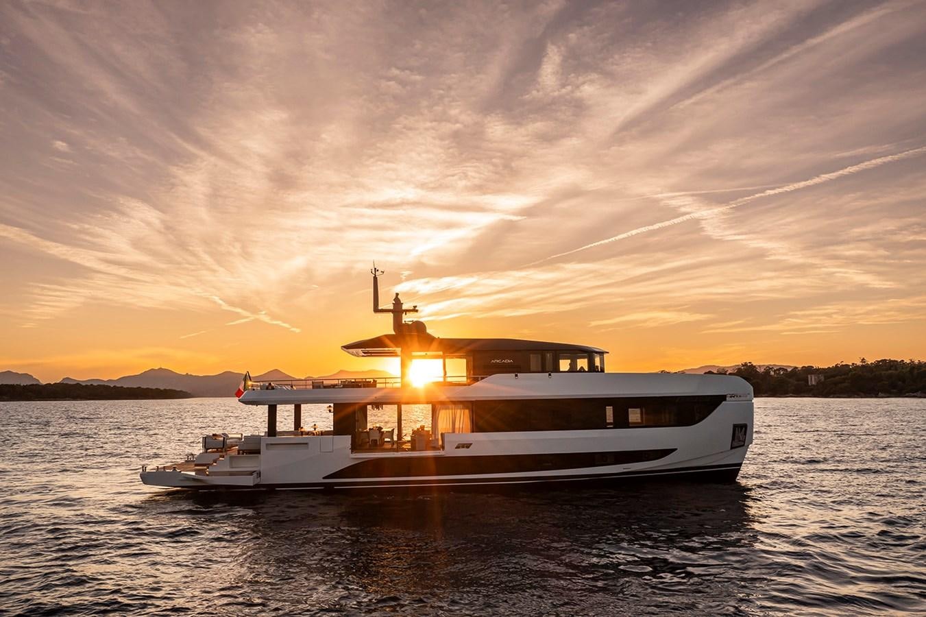 a boat on the water aboard ARCADIA 96 Yacht for Sale