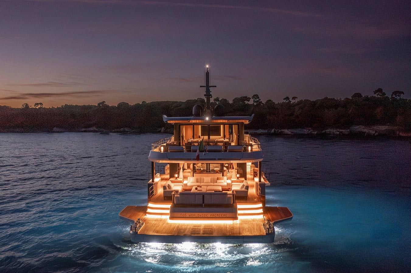 a boat on the water aboard ARCADIA 96 Yacht for Sale